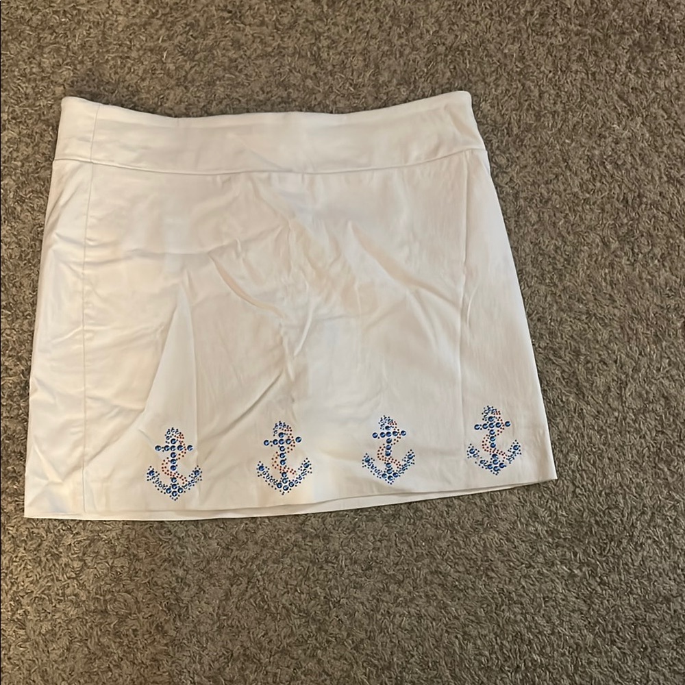 White Skort with Blue Anchor Embroidery